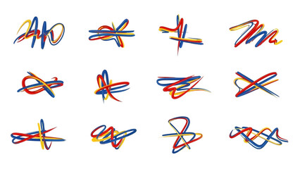 Abstract Colorful Hand-Drawn Scribble Lines and Shapes Collection.