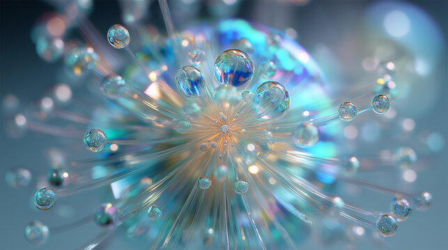 abstract glass droplet explosion, futuristic energy bubble structure, glowing molecular sphere design
 - Powered by Adobe