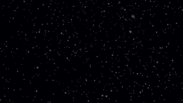 White snow overlay- Winter snow fall seamless loop animation on black background. Falling through realistic natural snow from outer space. Snowing particles- Seamless loop blurred snowflakes motion.