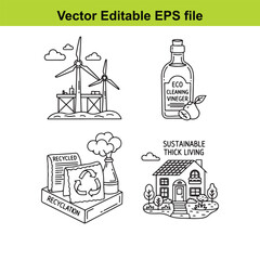  vector editable eps file with eco friendly sustainable living icons