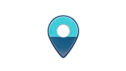 3D Blue and Teal Map Pin Icon with Shadow on transparent background