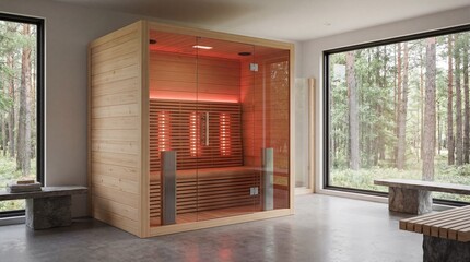 Modern Infrared Sauna in a Serene Environment