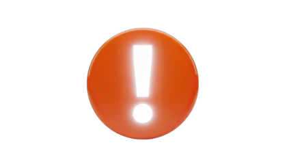 3D Glowing Orange Exclamation Mark Icon on transparent background
