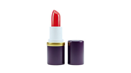 Obraz premium 3D Red Lipstick with Purple Cap Isolated on transparent background