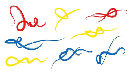 Obraz premium Colorful Ribbons and Bows Collection on White Background.