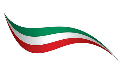 Stylized Italy flag brush wave design in green, white, and red