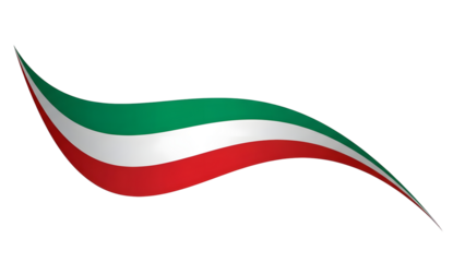 Stylized Italy flag brush wave design in green, white, and red
