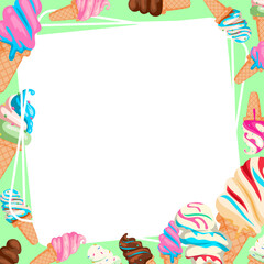 vector illustration of ice cream inner square frame