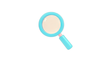 3D Cute 3D Magnifying Glass Icon on transparent background