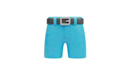 3D Cartoon Shorts with Belt on transparent background