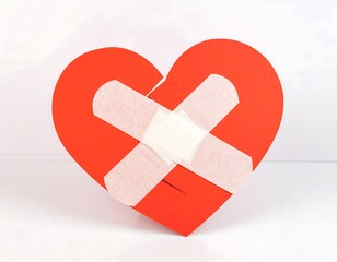 A broken heart mended with bandages