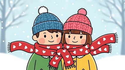 Happy couple enjoying winter season together