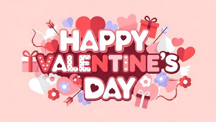 Happy valentine's day greeting with heart and gift