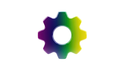 3D Rainbow Gear Icon on transparent background