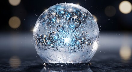 Abstract illustration of a spherical water bubble with internal highlights