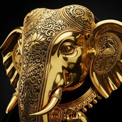 Ornate golden elephant sculpture with intricate detailing showcasing artistic craftsmanship and