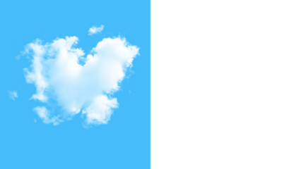 Dreamy fluffy cloud floating in a bright blue sky, perfect for adding a touch of whimsy and serenity to any design project or creative endeavor