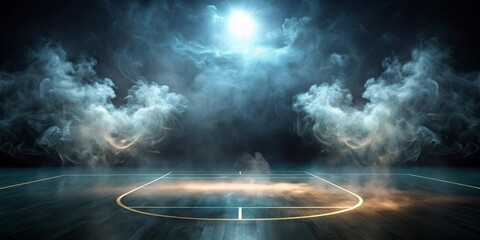 Mysterious Smoky Court An Eerie Atmosphere on a Hardwood Floor, Ready for the Game