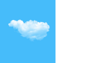 Fluffy white cloud on blue and black backgrounds