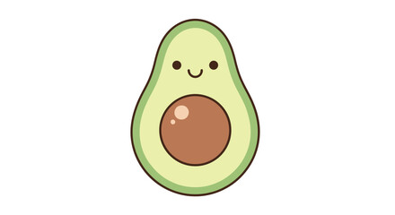 Cute and Playful Cartoon Avocado Character with Happy Facial Expression