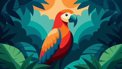 Obraz premium Vibrant parrot in lush jungle