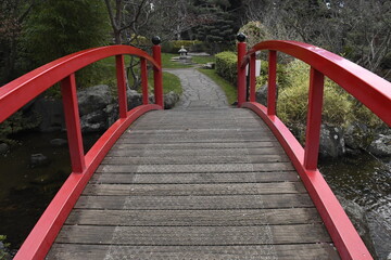 wooden bridge in the Royal Botanical Garden, Hobart, Tasmania.