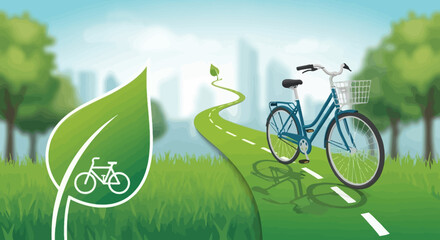 Eco-Friendly Bicycle and Green Pathway in Nature Promoting Sustainable Transportation