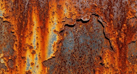 Oxidized metal facade showing the dramatic patterns of aging and corrosion