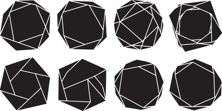 Set of geometric shapes in various forms