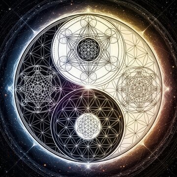 Intertwined cosmic balance: A geometric dance of duality and harmonious celestial energy