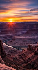 Majestic canyon vista at sundown captures the serenity and grandeur of nature's beauty