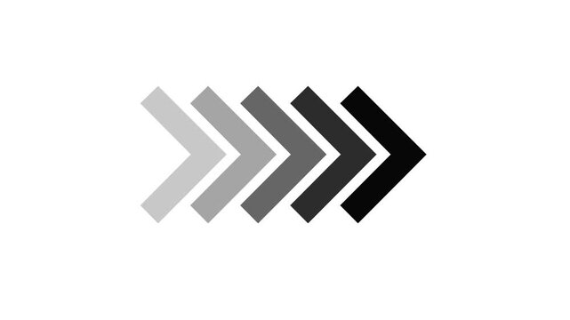 Right arrow loading icon concept animation, Right arrow animation on black background. direction arrow icon motion, Right arrow sign animation concept ,Right  business arrow 4k video footage.