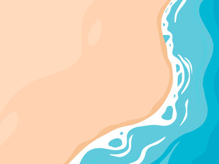 Minimal Top View Beach Illustration with Sandy Shore and Blue Sea