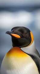 Majestic Emperor Penguin Portrait Displaying Bold Coloration in Natural Antarctic Habitat