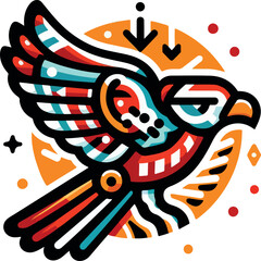 pueblos indigenas native american thunder bird  logo icon vector white background .