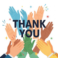 Fototapeta premium Diverse hands clapping Thank You message celebration and appreciation concept vector illustration on white background
