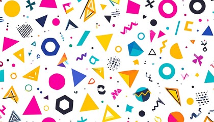 Vibrant abstract background with scattered geometric shapes