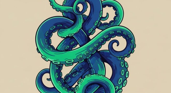 Stylized octopus tentacles illustration intertwined with flowing movement aesthetic artwork