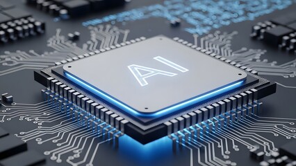 Advanced AI Processor Illuminates Digital Circuit Board, Symbolizing Future of Computing and Machine Learning