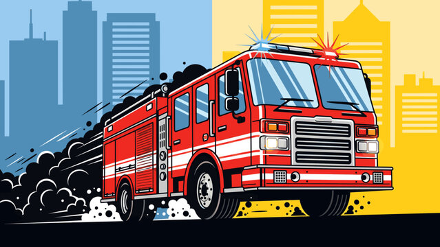 Fire truck responding to emergency in city