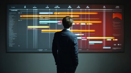 Man analyzing project timeline data display