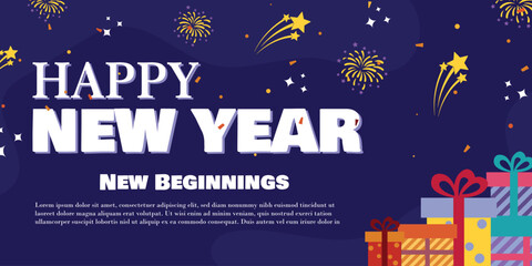 Naklejka premium Happy new year vector design template