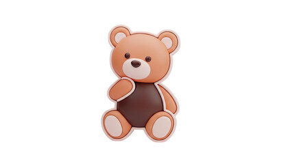 Obraz premium Cute Teddy Bear 3D Render on transparent background