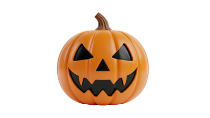 Halloween pumpkin jack-o'-lantern with carved face on transparent background
