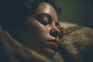 Woman sleeping peacefully on pillow