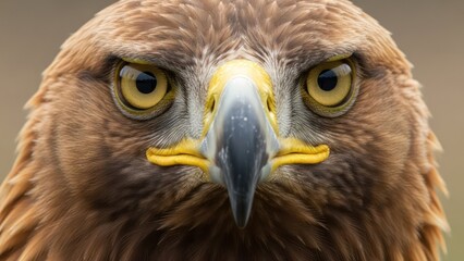 Majestic eagle gaze portrait highlighting piercing eyes and sharp beak detailing plumage