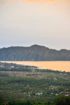 The beauty of Lake Batur, Bali, in the afternoon