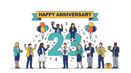 Happy 23rd Anniversary Celebration with Business People and Gifts