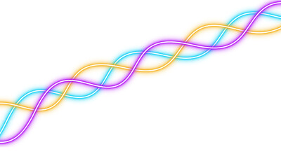 Naklejka premium Dynamic abstract pattern with vibrant neon interweaving wavy lines in orange, purple, and blue