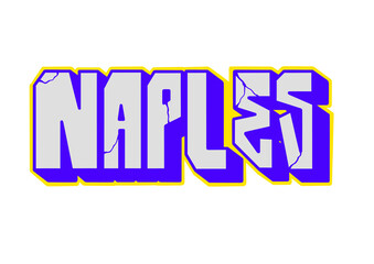 textured graffiti letter NAPLES city name isolated blockbuster style design